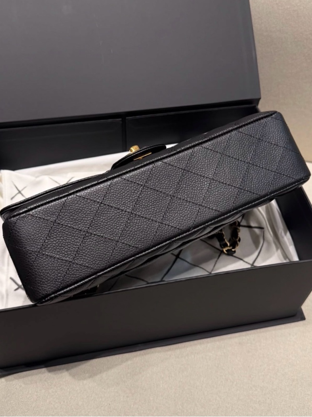 CHANEL Black Quilted Double Flap Shoulder Bag with Gold Hardware - Picture 3 of 7